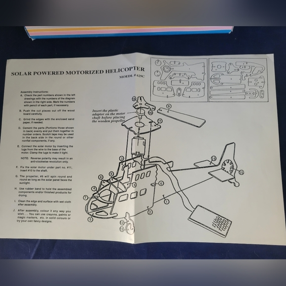 Solar Powered Wooden Airplane Model Kit With DC Motor #629A Educational - Picture 3 of 7